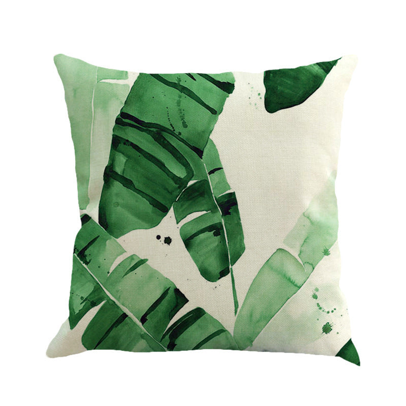 Tropical Plant Green Leaves Linen Pillowcase Cotton Linen