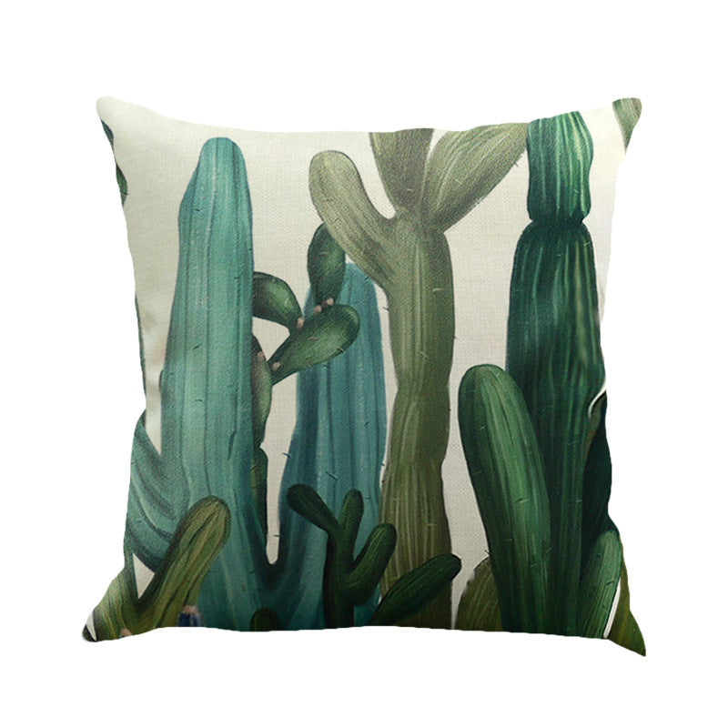 Tropical Plant Green Leaves Linen Pillowcase Cotton Linen