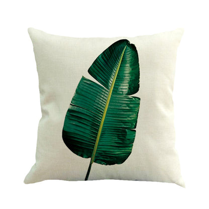 Tropical Plant Green Leaves Linen Pillowcase Cotton Linen