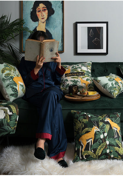 Madagascar, Jungle Animal Cushion Cover in Lush Green