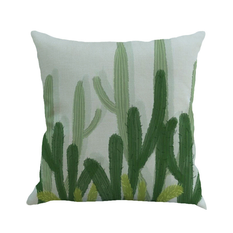Tropical Plant Green Leaves Linen Pillowcase Cotton Linen