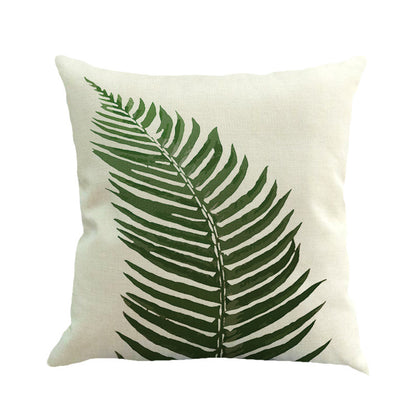 Tropical Plant Green Leaves Linen Pillowcase Cotton Linen