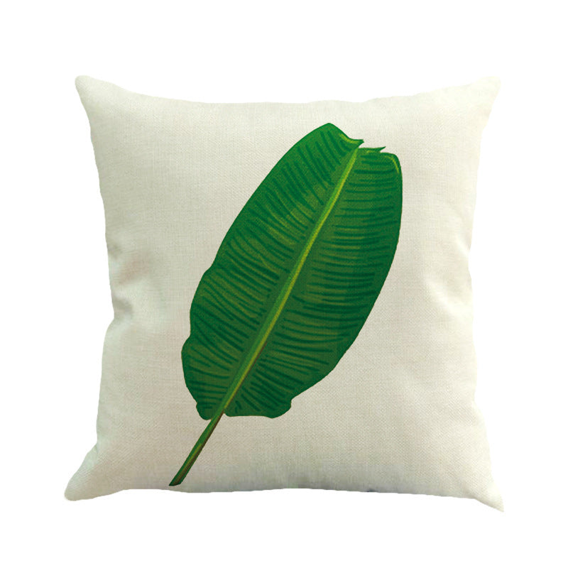 Tropical Plant Green Leaves Linen Pillowcase Cotton Linen