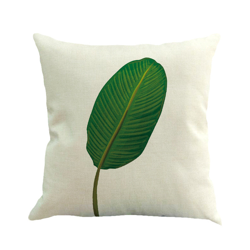 Tropical Plant Green Leaves Linen Pillowcase Cotton Linen