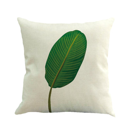 Tropical Plant Green Leaves Linen Pillowcase Cotton Linen