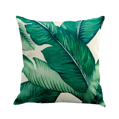 Tropical Plant Green Leaves Linen Pillowcase Cotton Linen